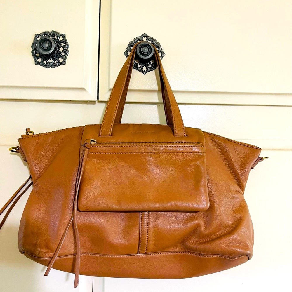 Lucky brand  Chic Tan Leather Handbag with exterior pouch styling